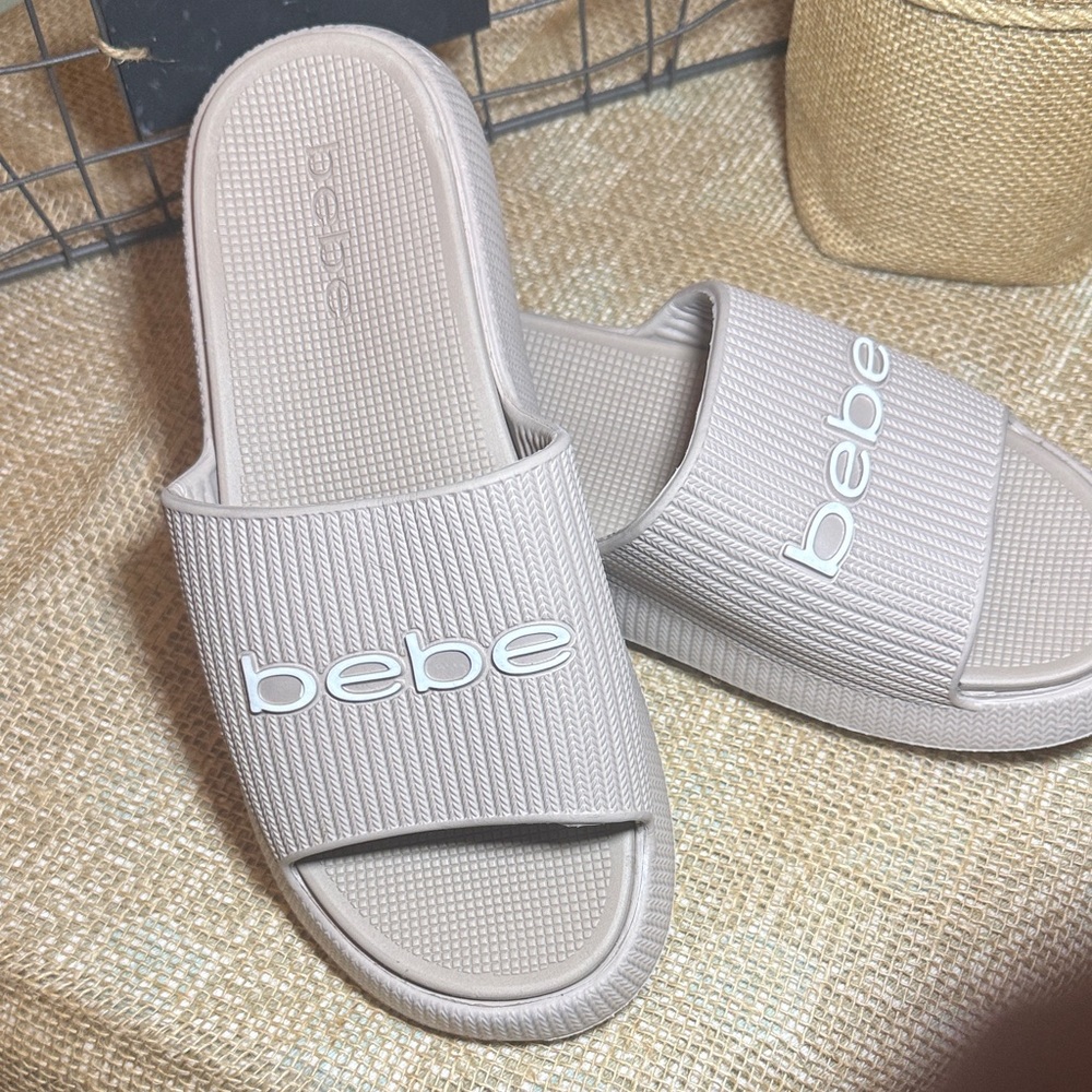 Bebe Women's Taupe Slide Slippers